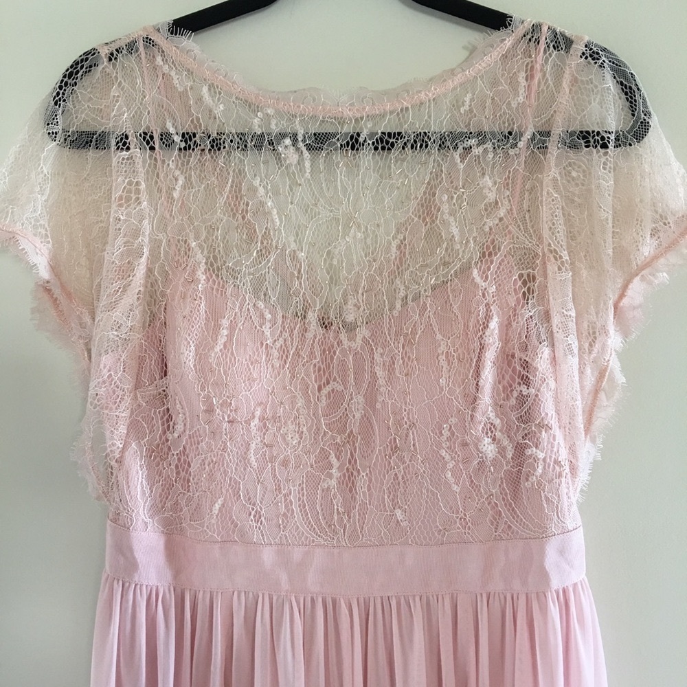 Adrianna Papell Blush Short Sleeve Chiffon Gown